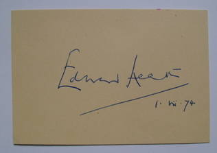 Edward Heath autographed card