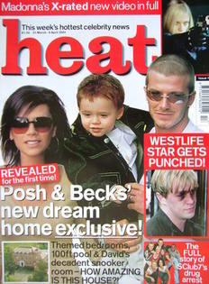 Heat magazine - David, Victoria and Brooklyn Beckham cover (31 March - 6 April 2001 - Issue 110)