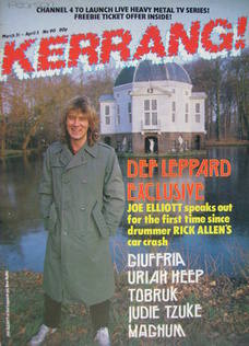 <!--1985-03-21-->Kerrang magazine - Joe Elliott cover (21 March - 3 April 1