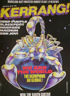 <!--1985-06-13-->Kerrang magazine - The Scorpions Go Global! cover (13-26 J