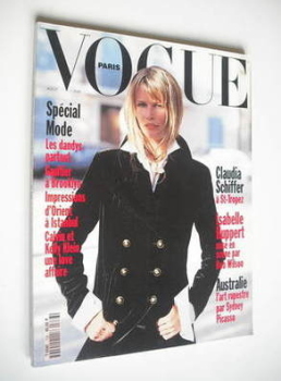 French Paris Vogue magazine - August 1993 - Claudia Schiffer cover