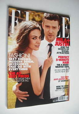 US Elle magazine - August 2011 - Justin Timberlake and Mila Kunis cover