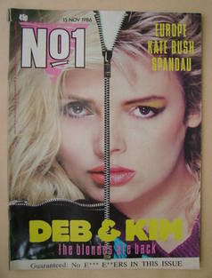 No 1 Magazine - Deborah Harry / Kim Wilde cover (15 November 1986)