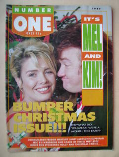 <!--1987-12-->NUMBER ONE Magazine - Kim Wilde and Mel Smith cover (Christma