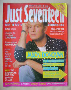Just Seventeen magazine - 1 March 1989 - Jason Donovan cover