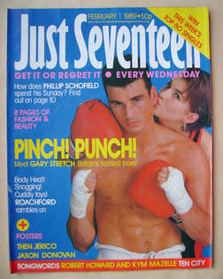 Just Seventeen magazine - 1 February 1989 - Gary Stretch cover