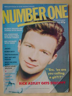 NUMBER ONE Magazine - Rick Astley cover (23 November 1988)