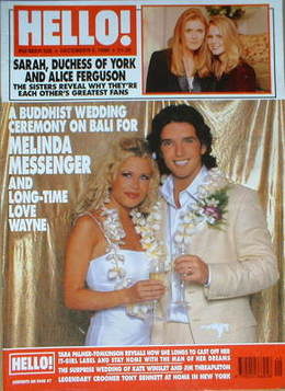 Hello! magazine - Melinda Messenger wedding cover (5 December 1998 - Issue 538)