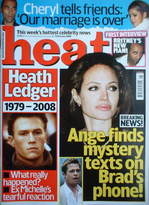 <!--2008-02-02-->Heat magazine - Heath Ledger / Angelina Jolie cover (2-8 F