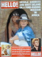 <!--1989-02-11-->Hello! magazine - Ursula Andress and Britt Ekland cover (11 February 1989 - Issue 38)