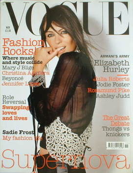British Vogue magazine - November 2003 - Elizabeth Hurley cover