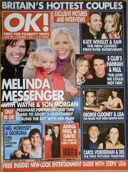 OK! magazine - Melinda Messenger cover (6 December 2001 - Issue 293)