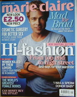 British Marie Claire magazine - September 2004 - Brad Pitt cover