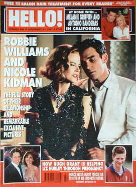 Hello! magazine - Robbie Williams and Nicole Kidman cover (27 November 2001 - Issue 690)