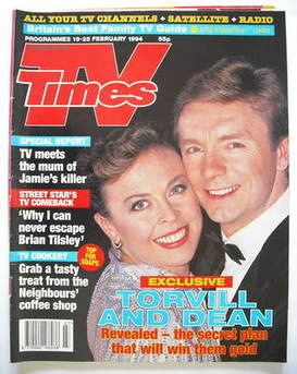 TV Times magazine - Jayne Torvill and Christopher Dean cover (19-25 February 1994)