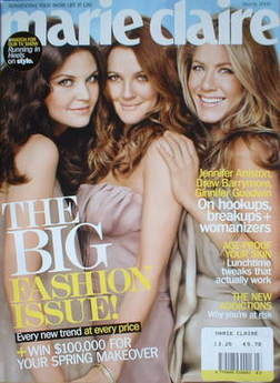 US Marie Claire magazine - March 2009 - Jennifer Aniston, Drew Barrymore and Ginnifer Goodwin cover