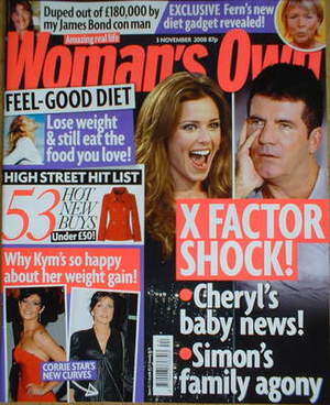 <!--2008-11-03-->Woman's Own magazine - 3 November 2008 - Cheryl Cole and S