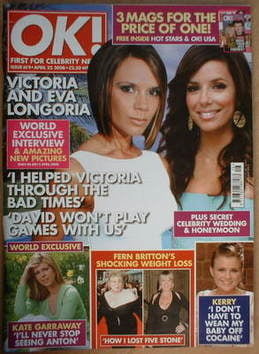 OK! magazine - Victoria Beckham and Eva Longoria cover (22 April 2008 - Issue 619)