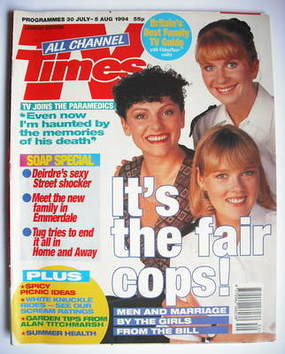 TV Times magazine - Louise Harrison, Lisa Geoghan, Kerry Peers cover (30 July-5 August 1994)