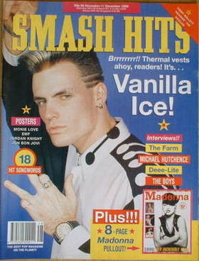 Smash Hits magazine - Vanilla Ice cover (28 November-11 December 1990)