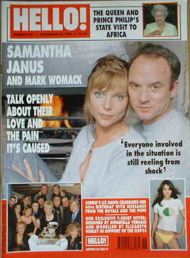 Hello! magazine - Samantha Janus and Mark Womack cover (23 November 1999 - Issue 587)