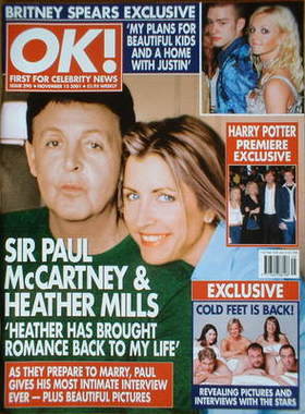 OK! magazine - Sir Paul McCartney and Heather Mills cover (15 November 2001 - Issue 290)