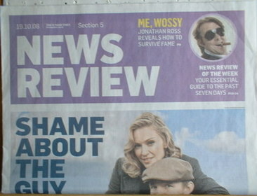 The Sunday Times News Review Newspaper Supplement Madonna And Guy Ritche Cover 19 October 2008