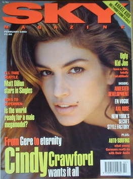 Sky magazine - Cindy Crawford cover (February 1993)