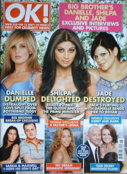 OK! magazine - Jade Goody and Shilpa Shetty and Danielle Lloyd cover (13 February 2007 - Issue 558)