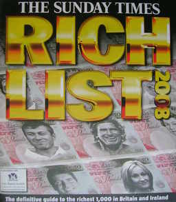 <!--2008-->The Sunday Times Rich List 2008 magazine