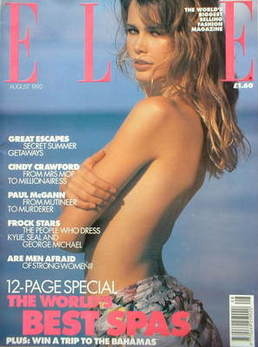 British Elle magazine - August 1992 - Claudia Schiffer cover
