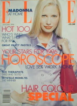 British Elle magazine - January 1996 - Kirsty Hume cover