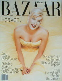 Harper's Bazaar magazine - January 1995 - Linda Evangelista cover (US Edition)