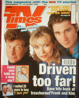 TV Times magazine - Claire King, Norman Bowler and Ian Kelsey cover (17-23 August 1996)