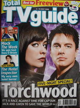 Total TV Guide magazine - John Barrowman and Eve Myles cover (4-10 July 2009)