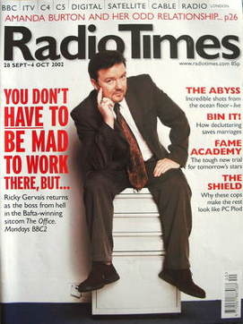 Radio Times magazine - Ricky Gervais cover (28 September-4 October 2002)