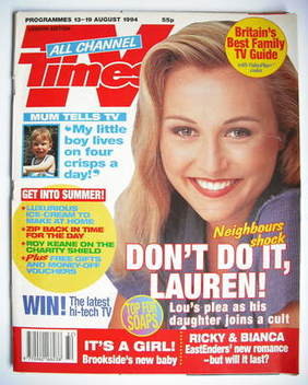 TV Times magazine - Sarah Vandenbergh cover (13-19 August 1994)