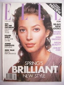 British Elle magazine - February 1994 - Christy Turlington cover