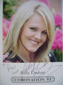 Sally Lindsay autograph (ex Coronation Street actor)