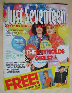 Just Seventeen magazine - 29 March 1989 - The Reynolds Girls cover