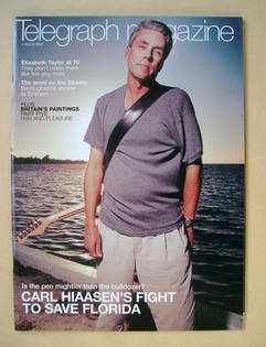 <!--2002-03-02-->Telegraph magazine - Carl Hiaasen cover (2 March 2002)