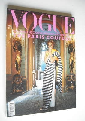 British Vogue magazine - April 1990 - Tatjana Patitz cover