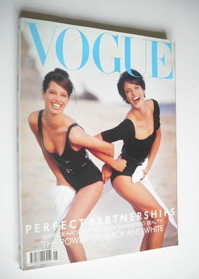 British Vogue magazine - May 1990 - Linda Evangelista and Christy Turlington cover