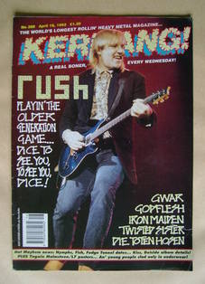 Kerrang magazine - Alex Lifeson cover (18 April 1992 - Issue 388)