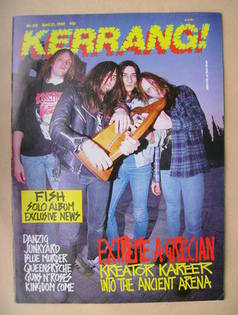 <!--1989-04-22-->Kerrang magazine - Kreator cover (22 April 1989 - Issue 23