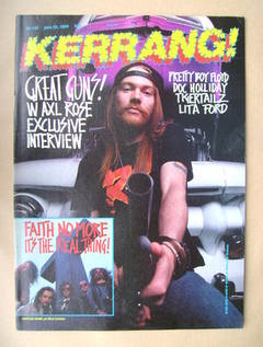 <!--1989-06-10-->Kerrang magazine - W Axl Rose cover (10 June 1989 - Issue 