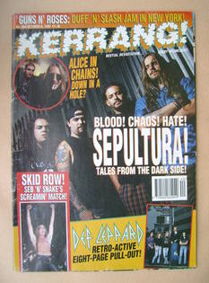 <!--1993-10-09-->Kerrang magazine - Sepultura cover (9 October 1993 - Issue