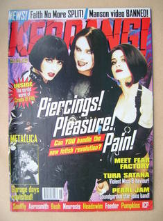<!--1998-05-02-->Kerrang magazine - Cradle Of Filth cover (2 May 1998 - Iss