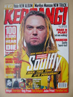 <!--1998-04-11-->Kerrang magazine - Max Cavalera cover (11 April 1998 - Iss