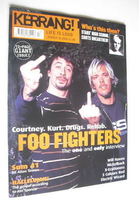 <!--2002-03-30-->Kerrang magazine - Foo Fighters cover (30 March 2002 - Iss